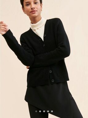 Jumper 1234 Black V-Neck Wool Cashmere Cardigan - Women
